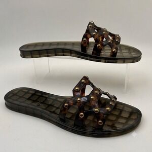 Vince Camuto VP Carron Brown Jelly Slide Sandals 10 Tortoise Studded Summer Core